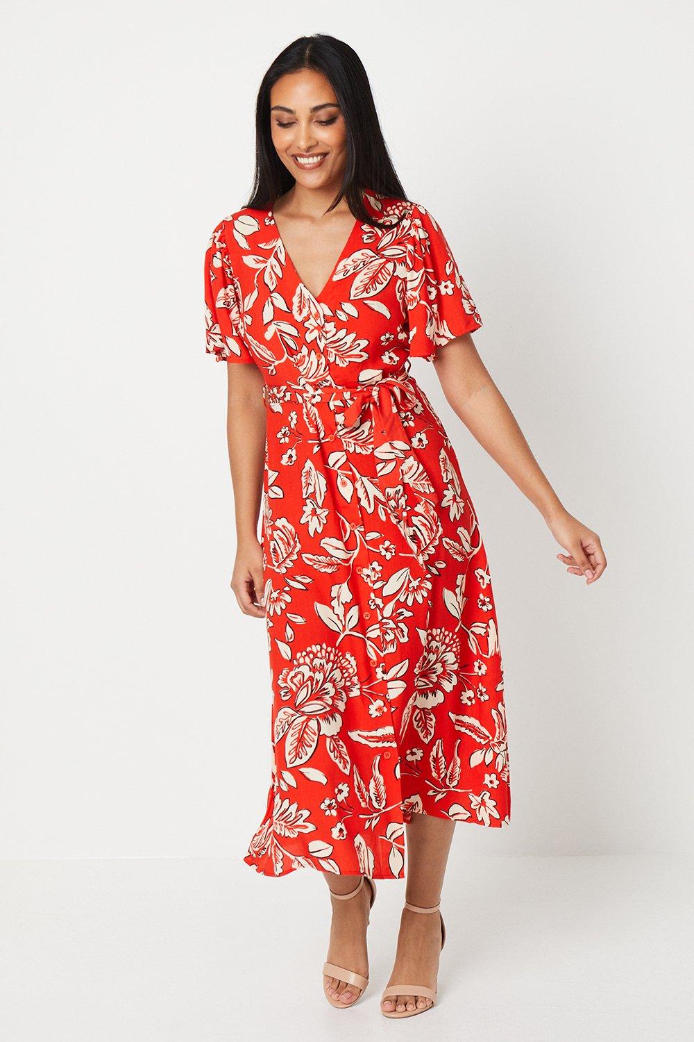 Dorothy perkins red floral dress deals
