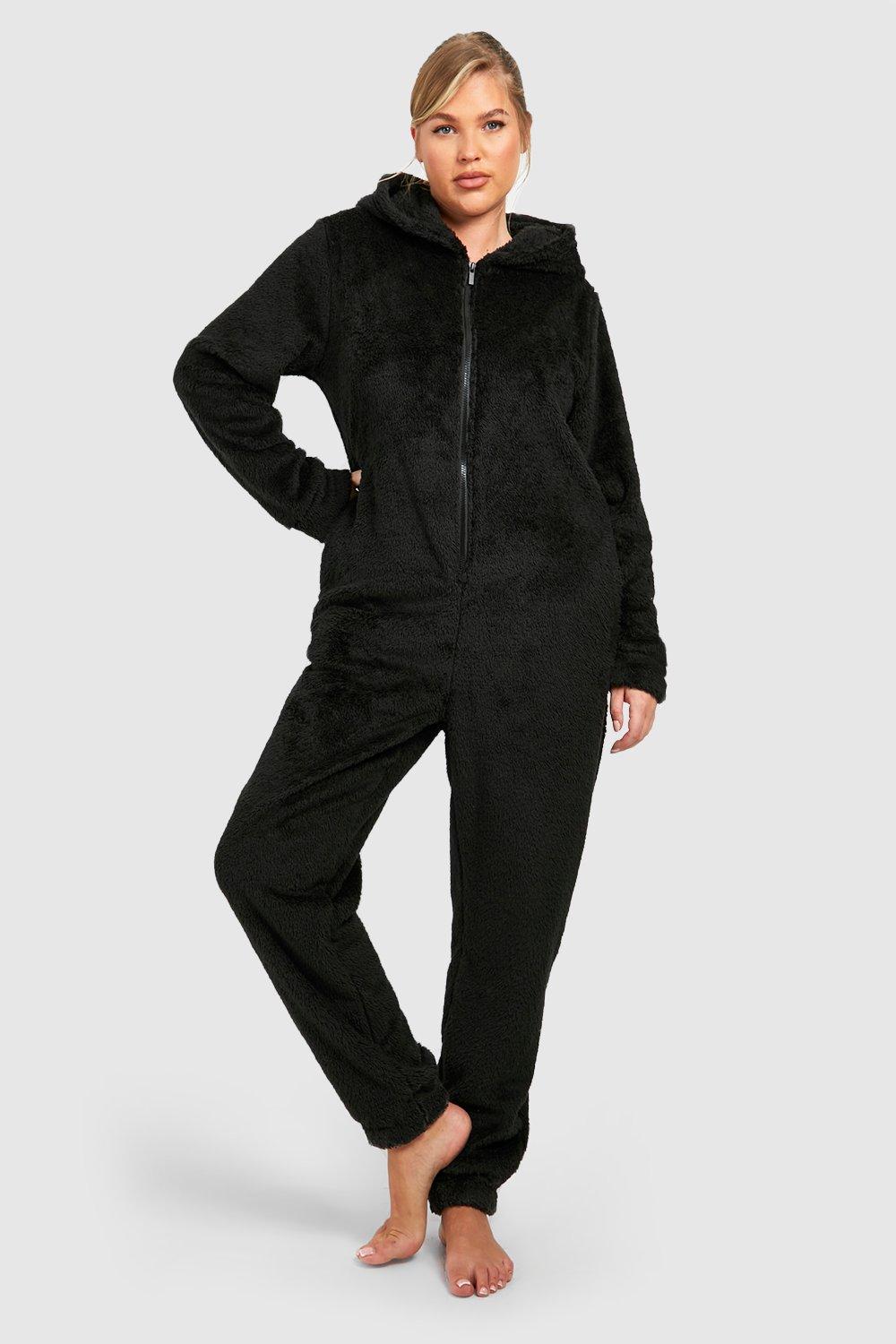 Boohoo Womens Plus Baby Girl Slogan Fleece Onesie Rather Saucy