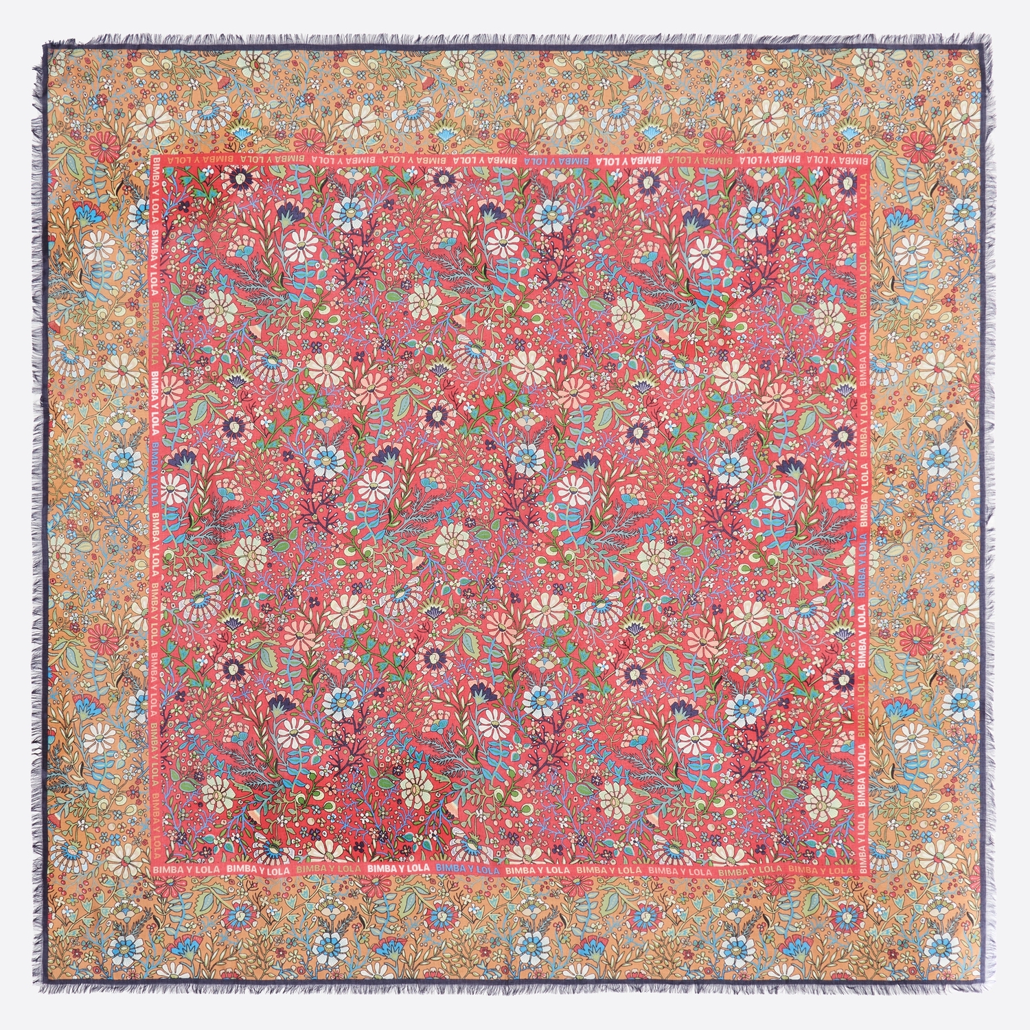 BIMBA Y LOLA Watermelon floral shawl with logo frame
