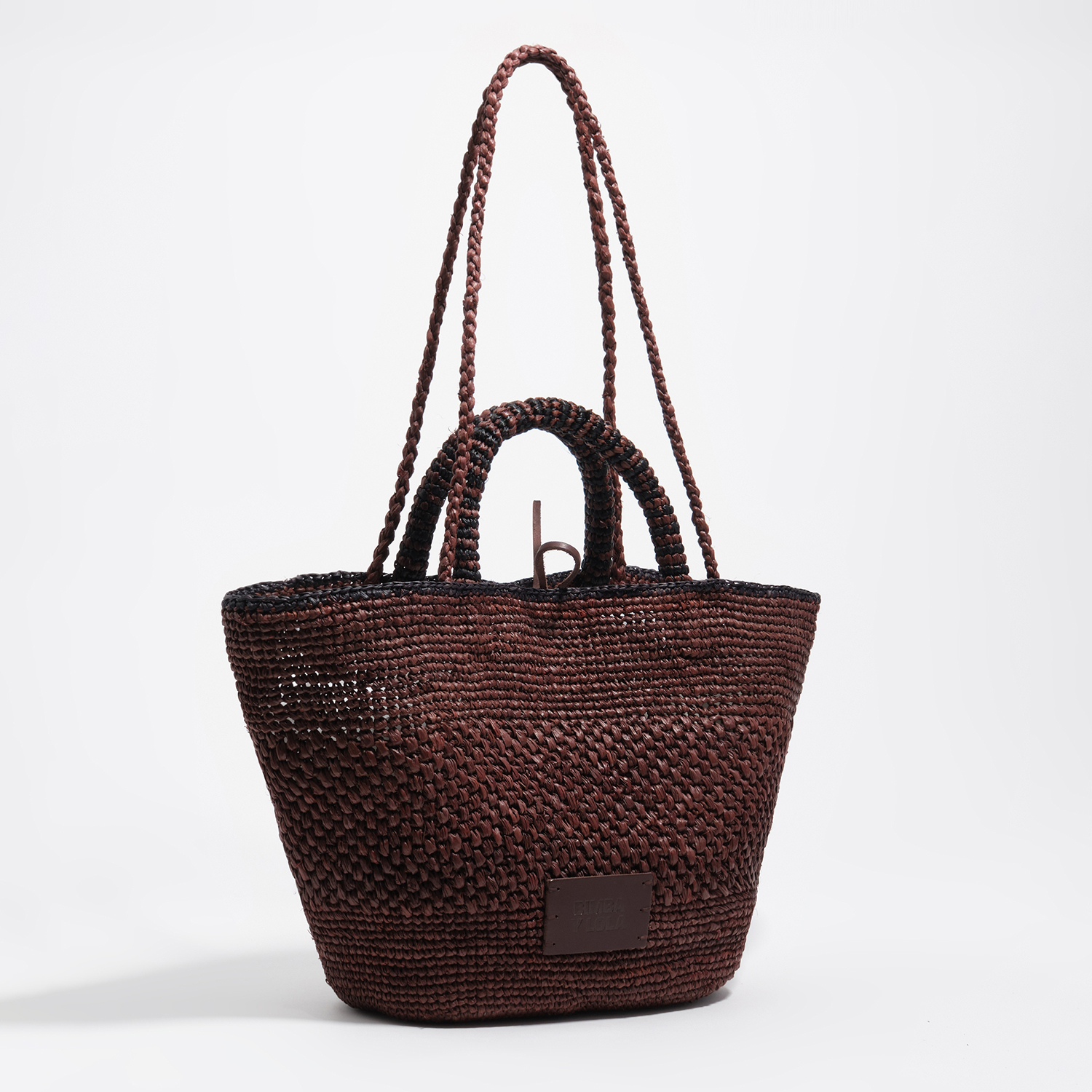 BIMBA Y LOLA Large plaited raffia bag in walnut
