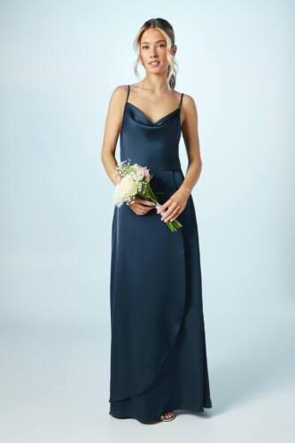 Coast Girl's Teen Cowl Front Waterfall Skirt Bridesmaid Dress in Navy | Size: 11/12 Years