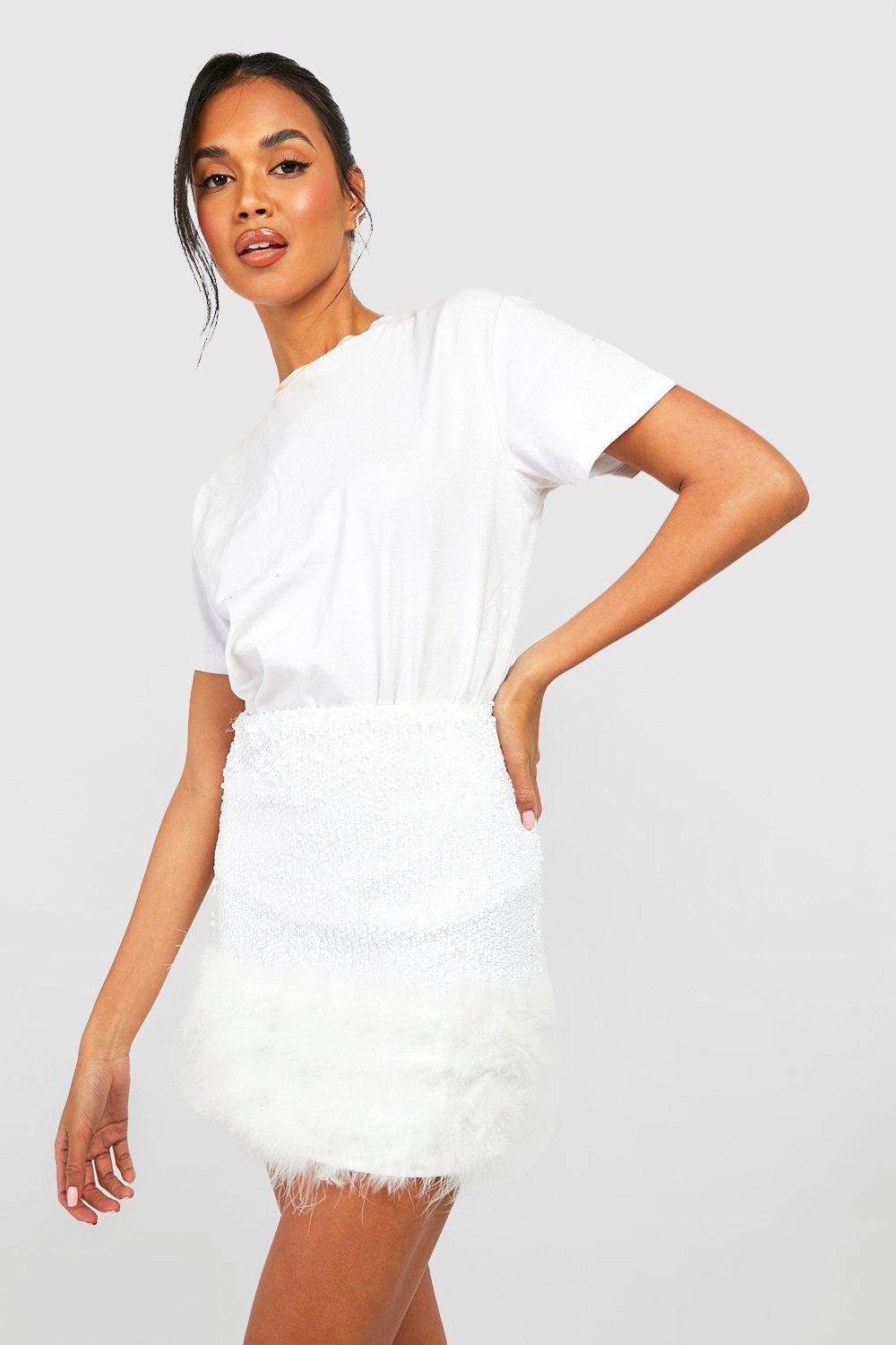 Feather skirt boohoo outlet