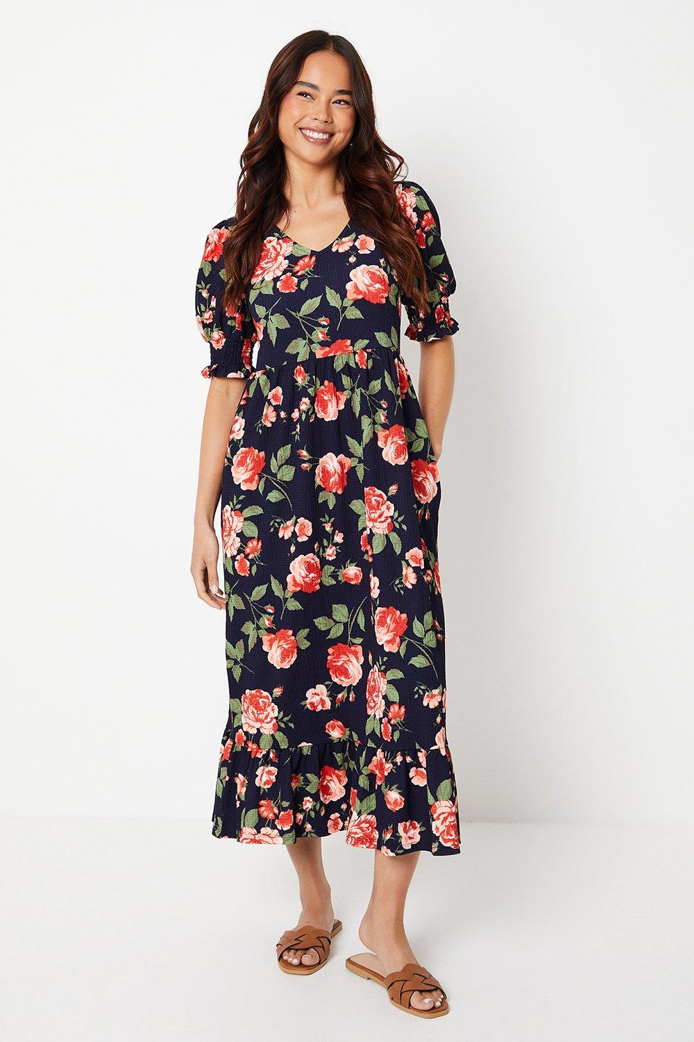 Dorothy perkins navy floral dress clearance
