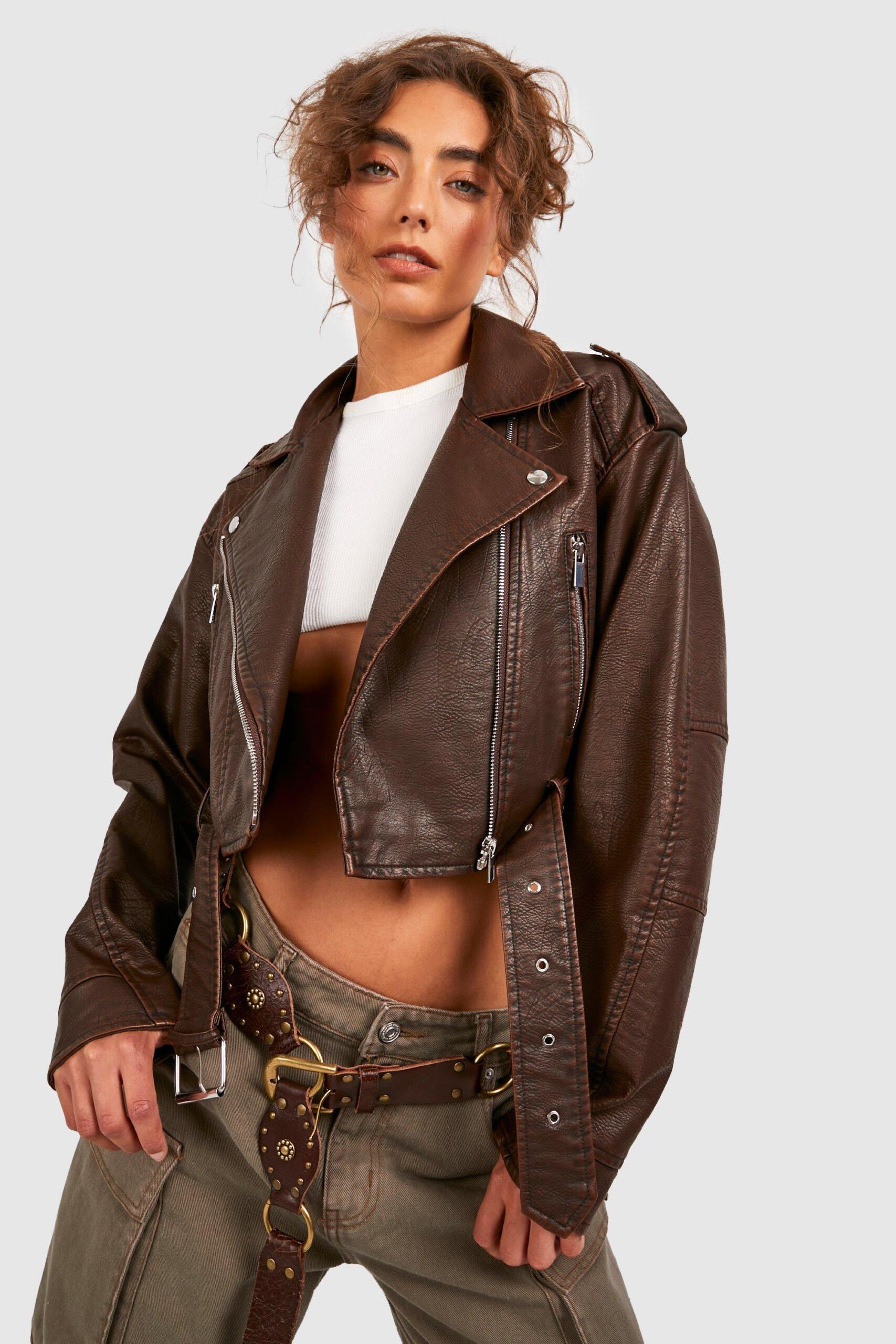 Boohoo faux leather biker jacket shop