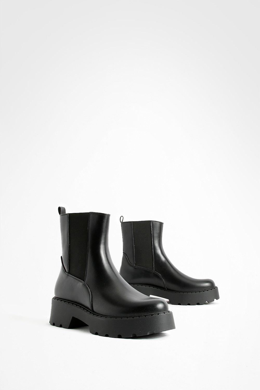 Cleated platform pull on chelsea boots hot sale