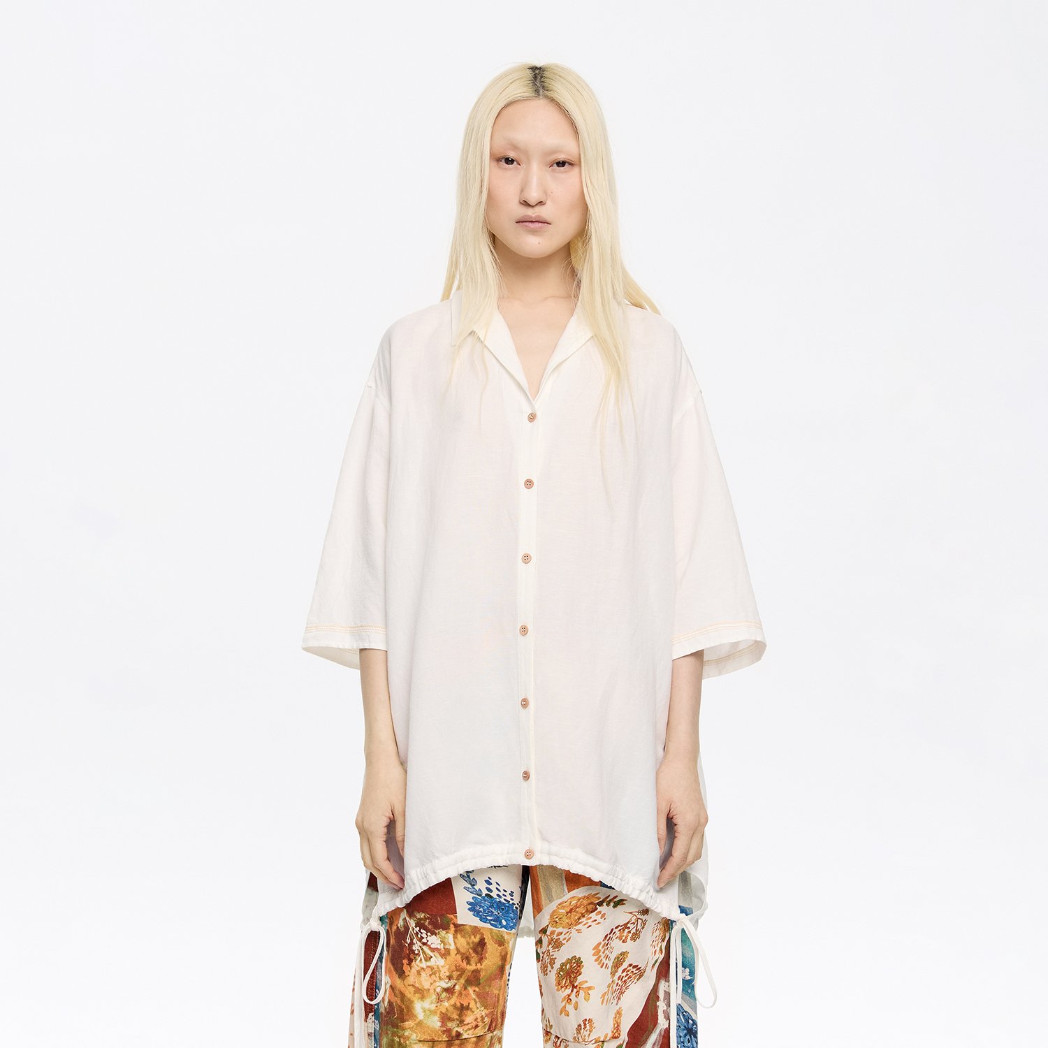 Photograph of BIMBA Y LOLA Oversize ivory linen shirt