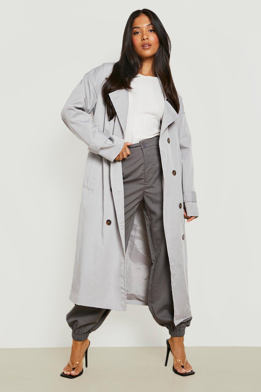 Boohoo Womens Petite Oversized Longline Utility Trench Coat Rather Saucy