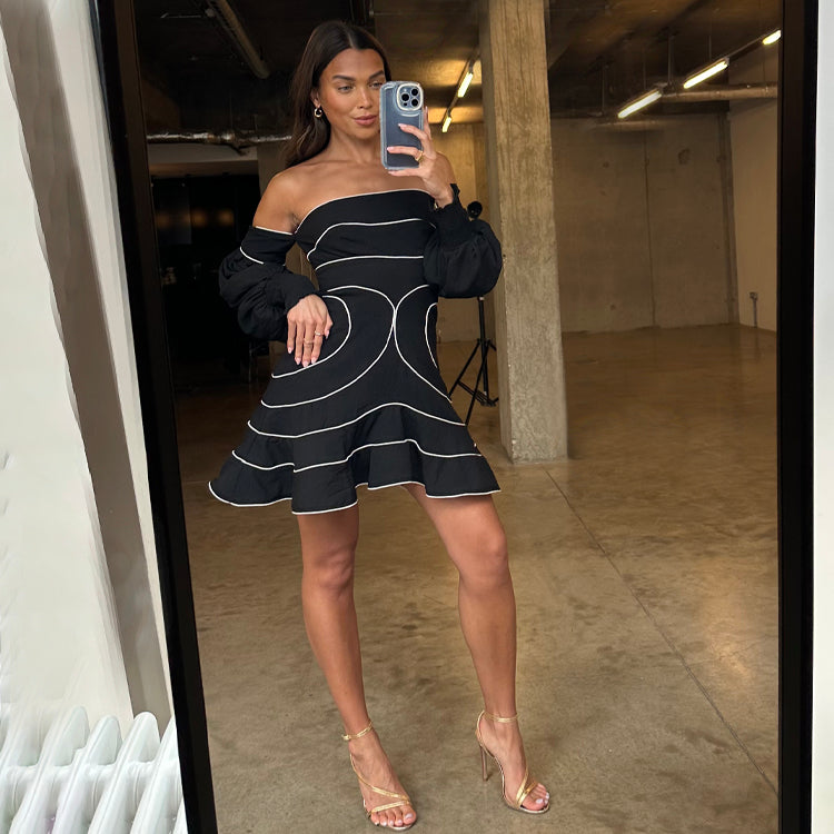 Photograph of Never Fully Dressed Black And Cream Tatum Dress