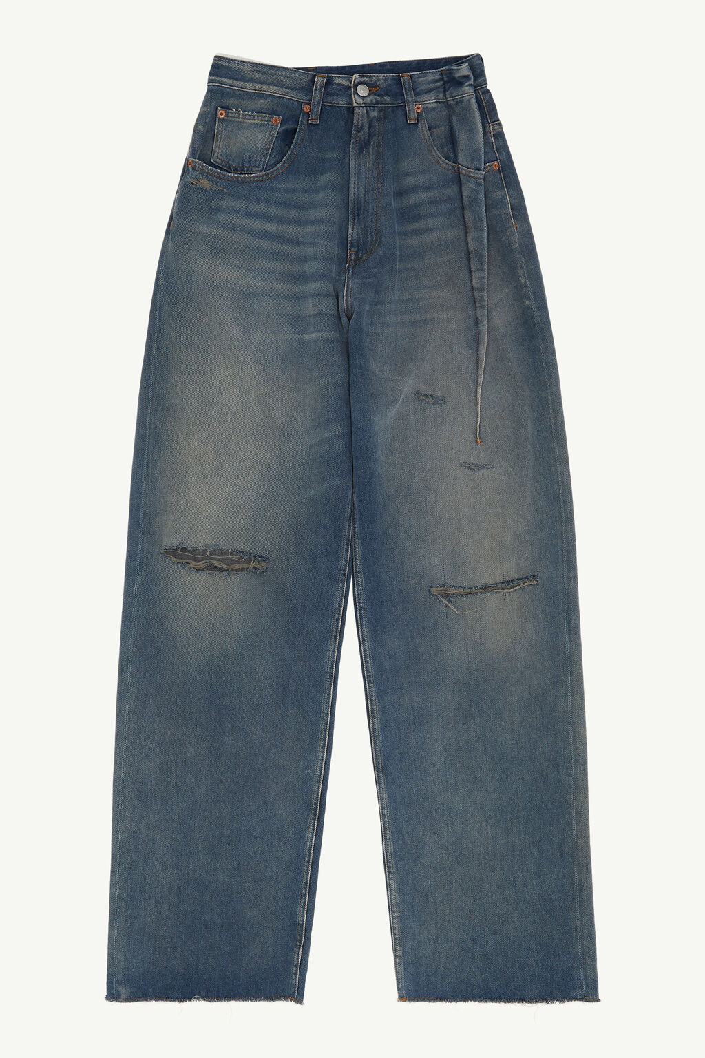 Photograph of MM6 Maison Margiela Pleated Aged Denim Jeans Grey Blue