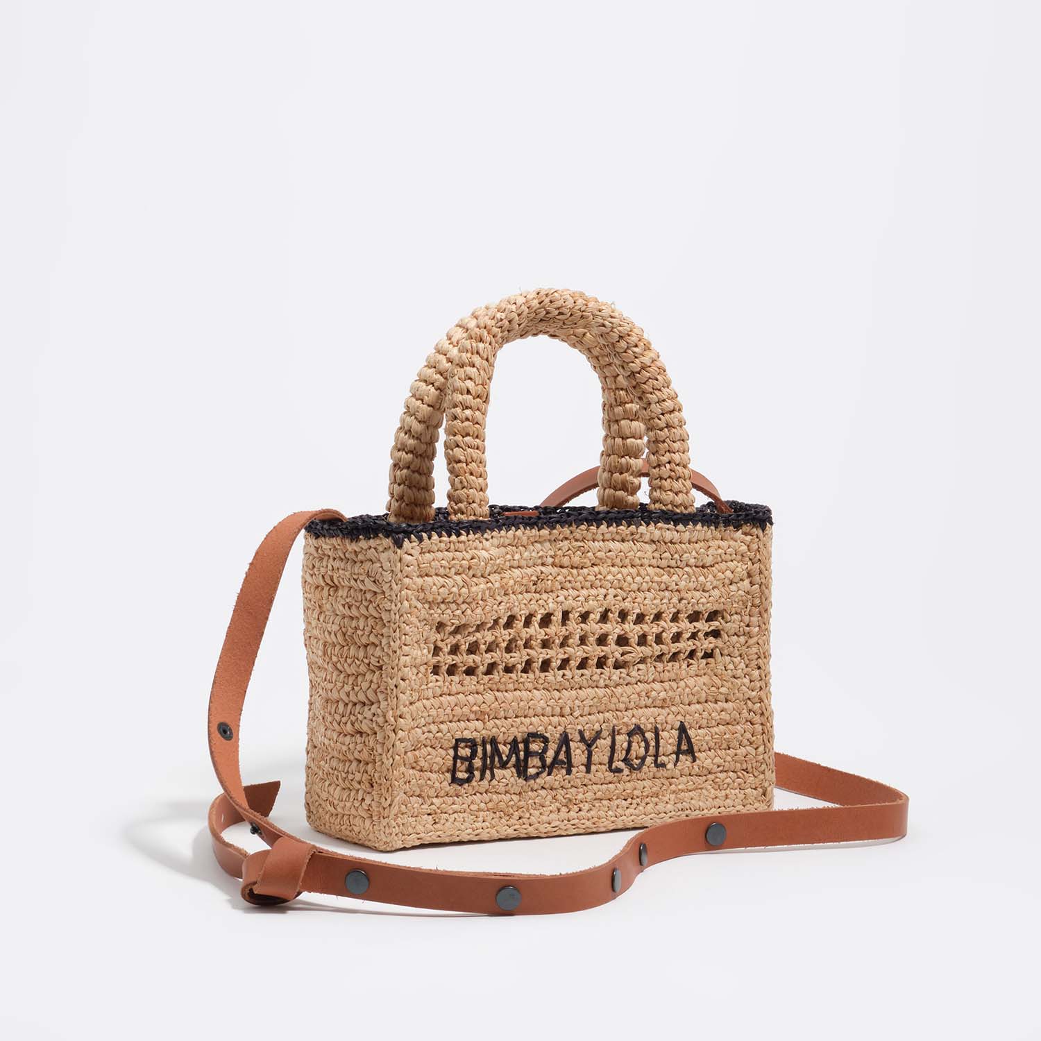 BIMBA Y LOLA Natural raffia plaited mini bag