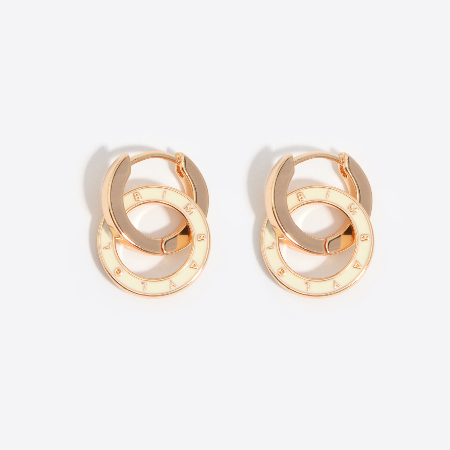 BIMBA Y LOLA Ivory double hoop logo earrings