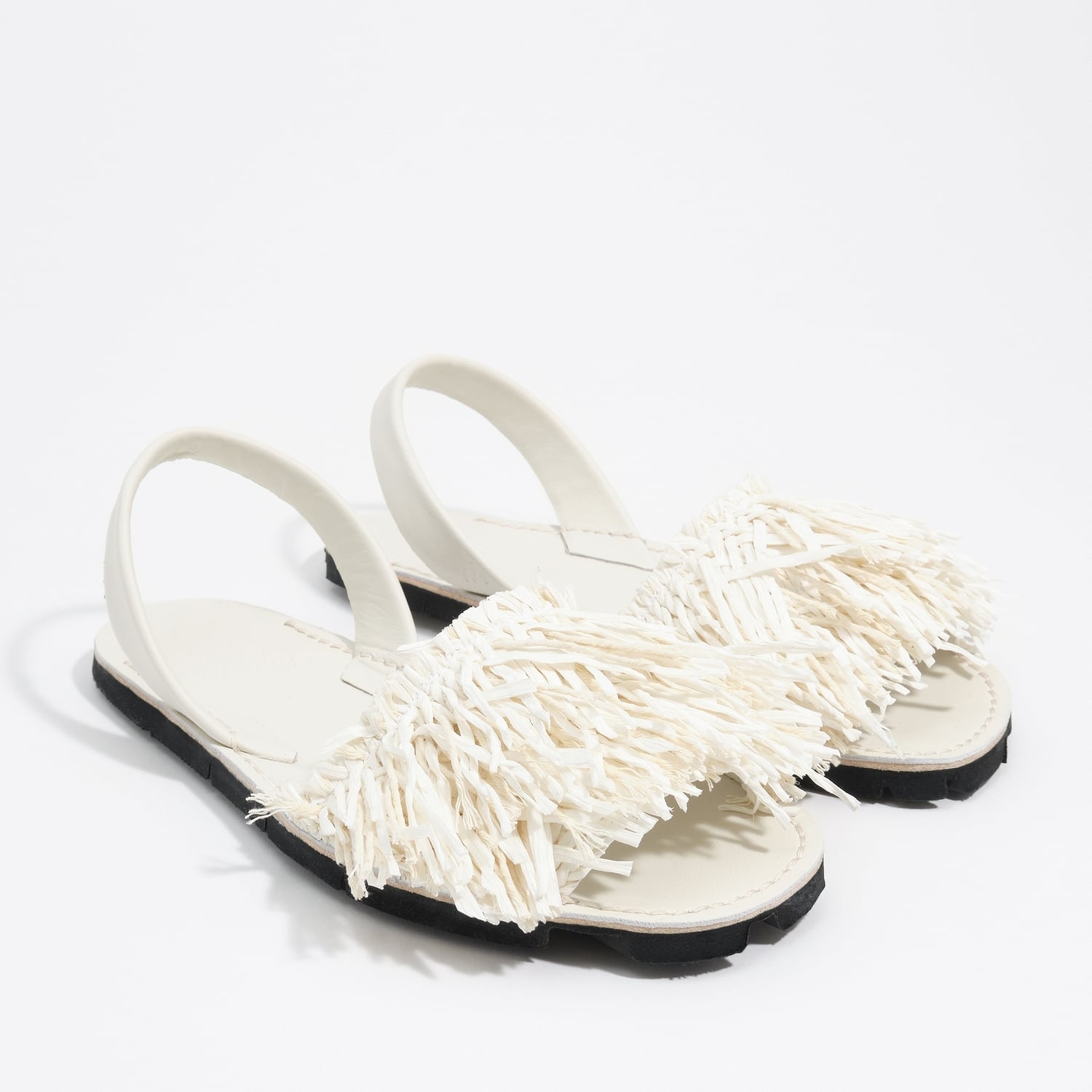 BIMBA Y LOLA White leather and raffia Menorcan sandal