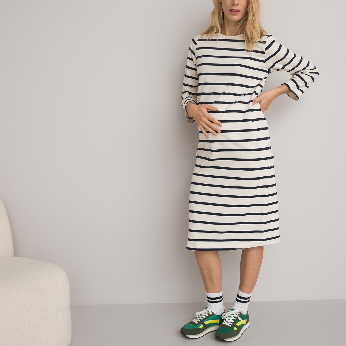 Photograph of La Redoute Collections Breton Striped Maternity Dress in Cotton