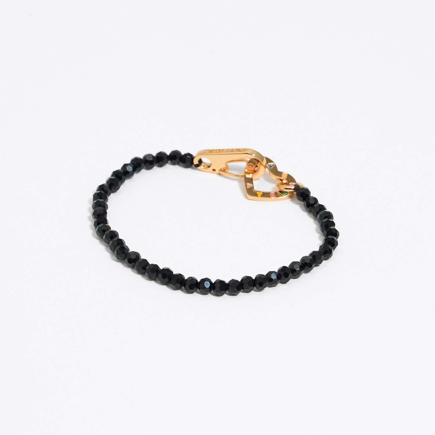 Photograph of BIMBA Y LOLA Logo heart black crystals bracelet