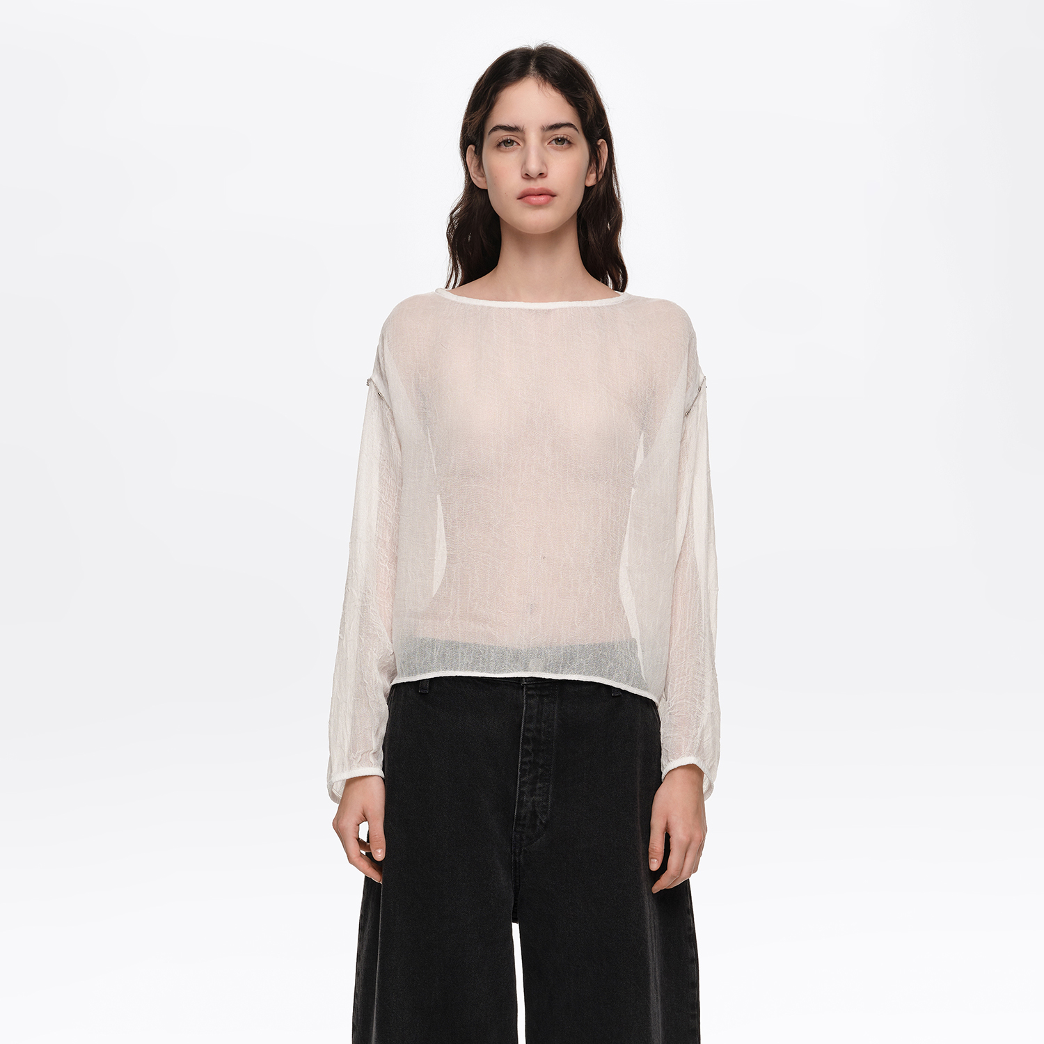 BIMBA Y LOLA White boxy sweater with metallic beads