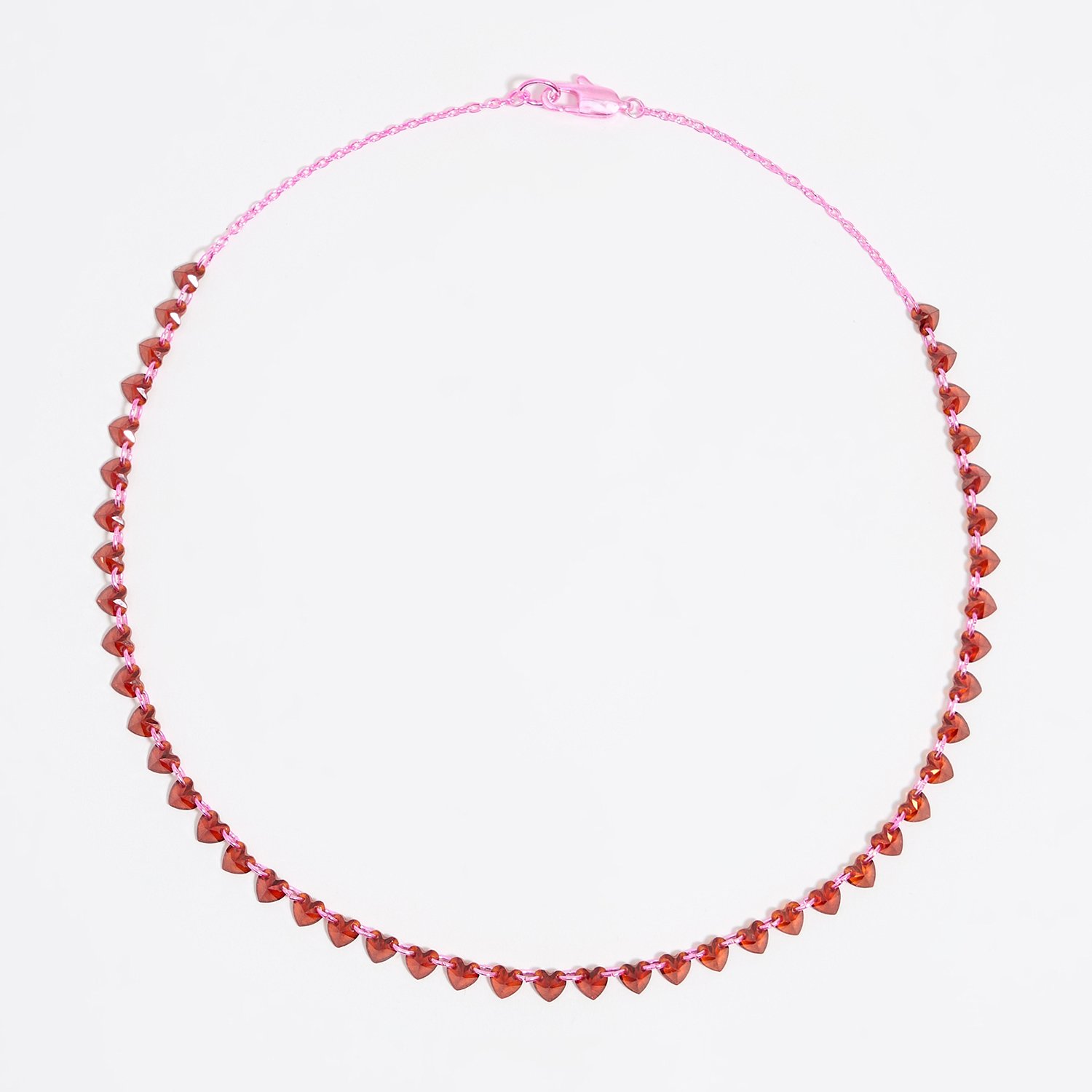 Photograph of BIMBA Y LOLA Pink hearts and crystals necklace