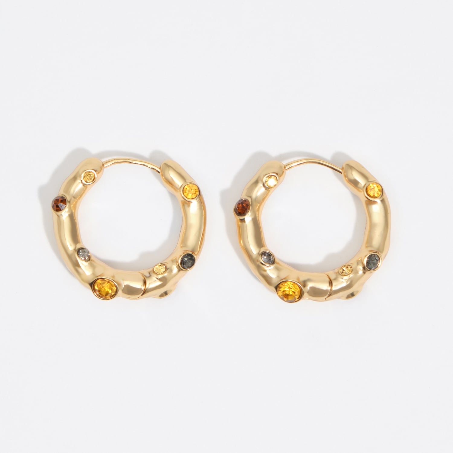 BIMBA Y LOLA Hoop earrings with topaz crystals and gold-textured metal