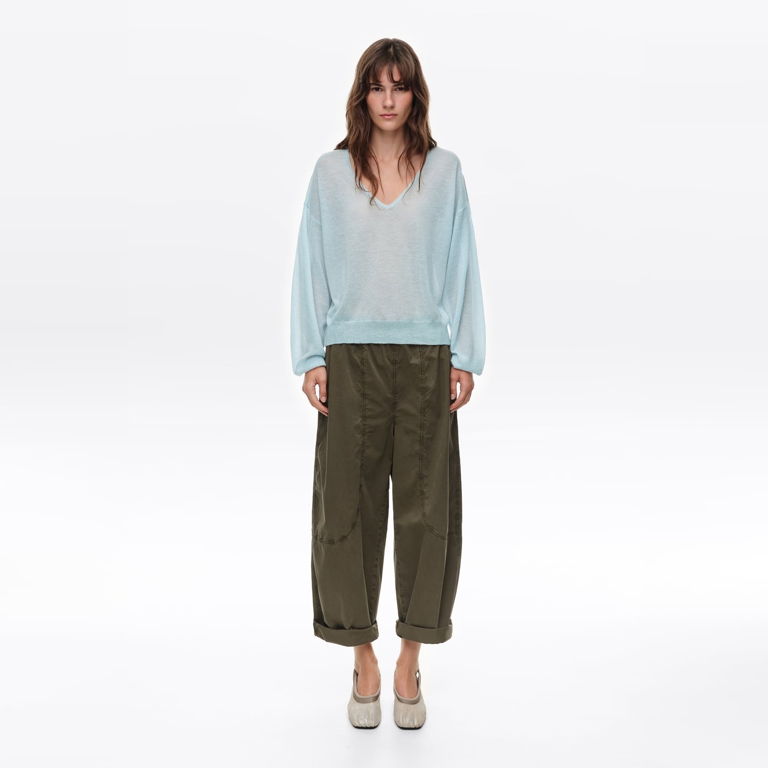 BIMBA Y LOLA Light blue wool V-neck sweater