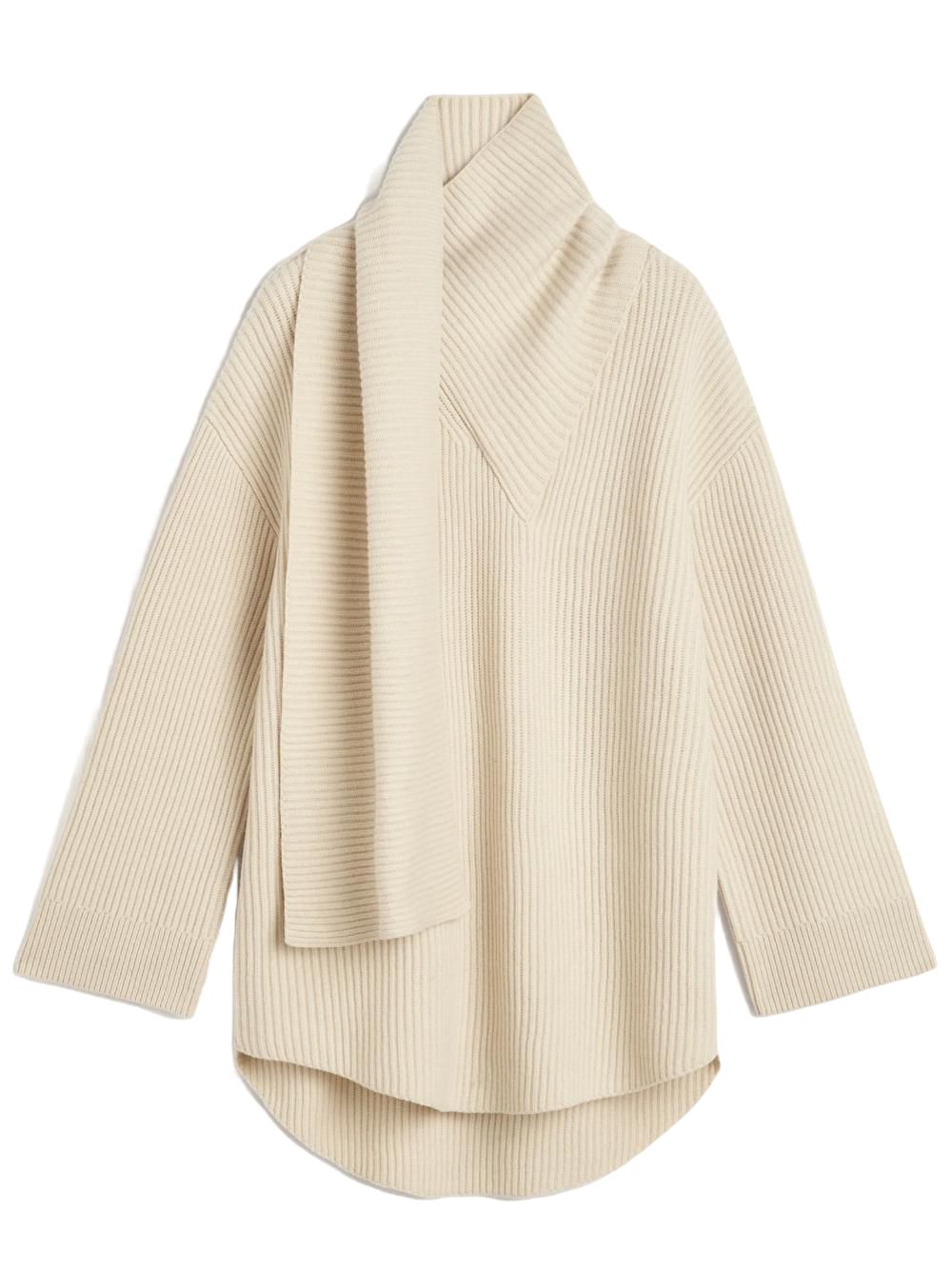 Photograph of Toteme Long Attached Scarf Knitwear Off-White