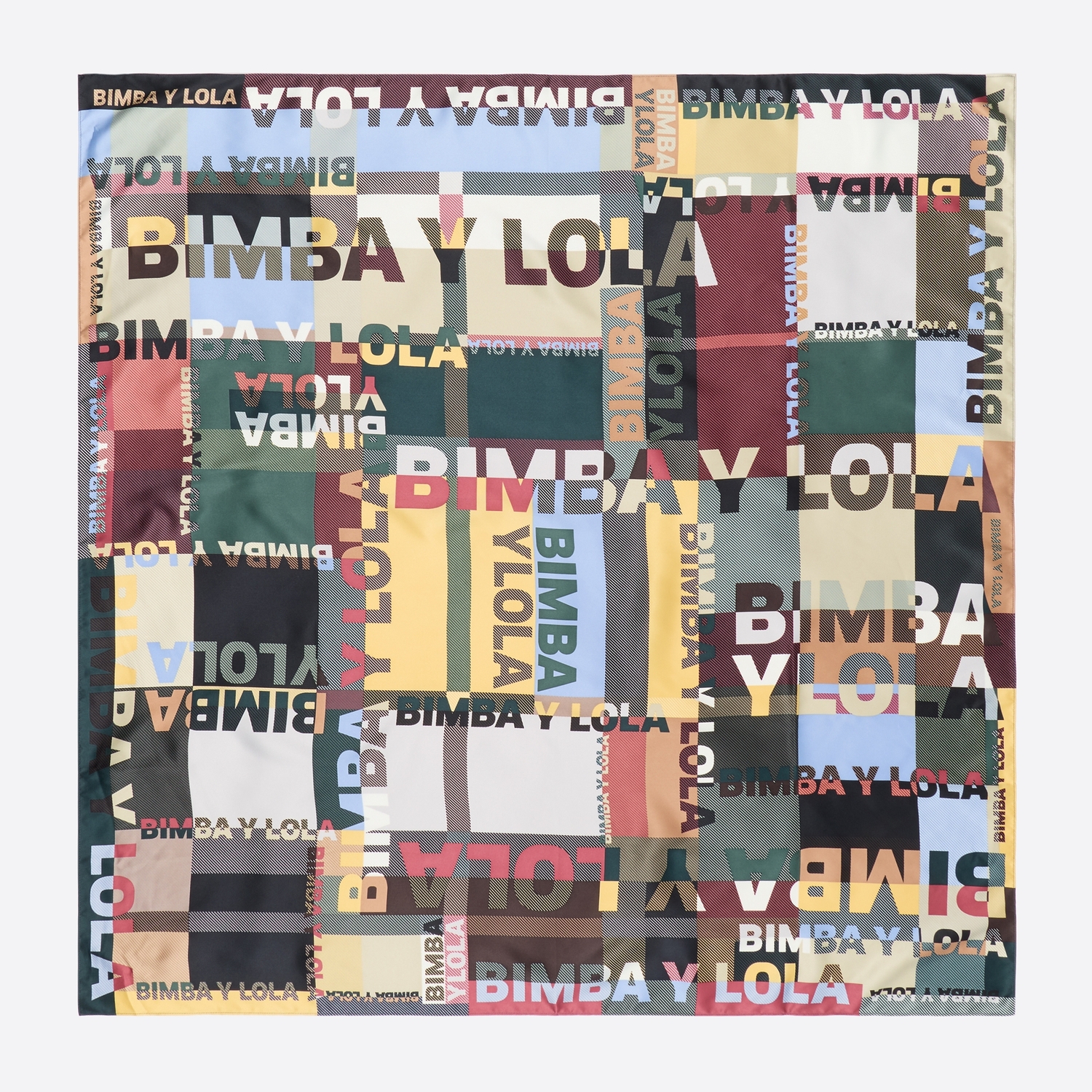 BIMBA Y LOLA Green tartan and logo scarf