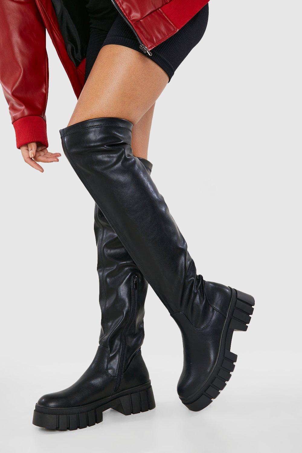 Boohoo Womens Over The Knee Chunky Sole Boots Rather Saucy