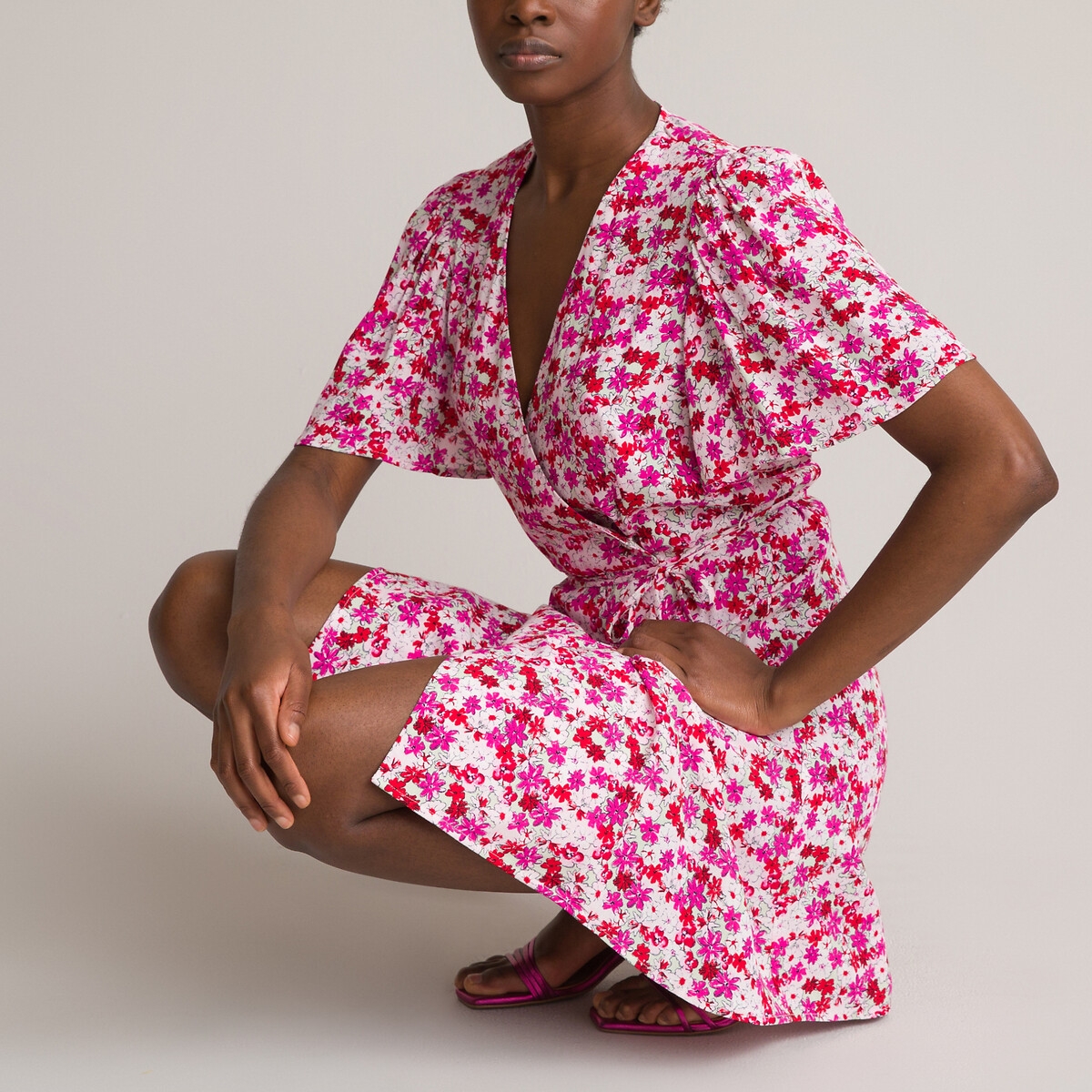 Photograph of La Redoute Collections Floral Mini Wrapover Dress