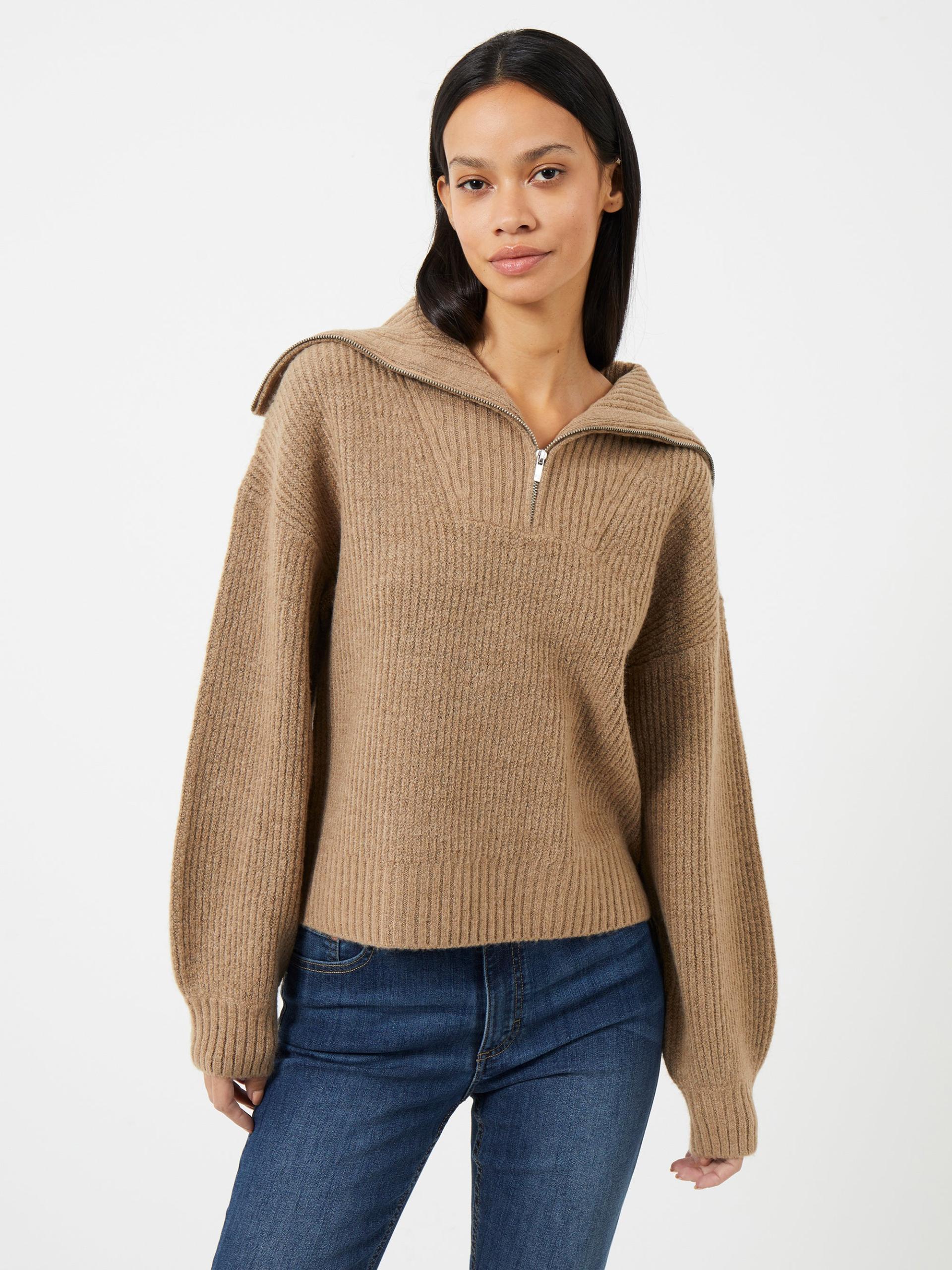 Photograph of French Connection Mix Rib Half Zip Camel