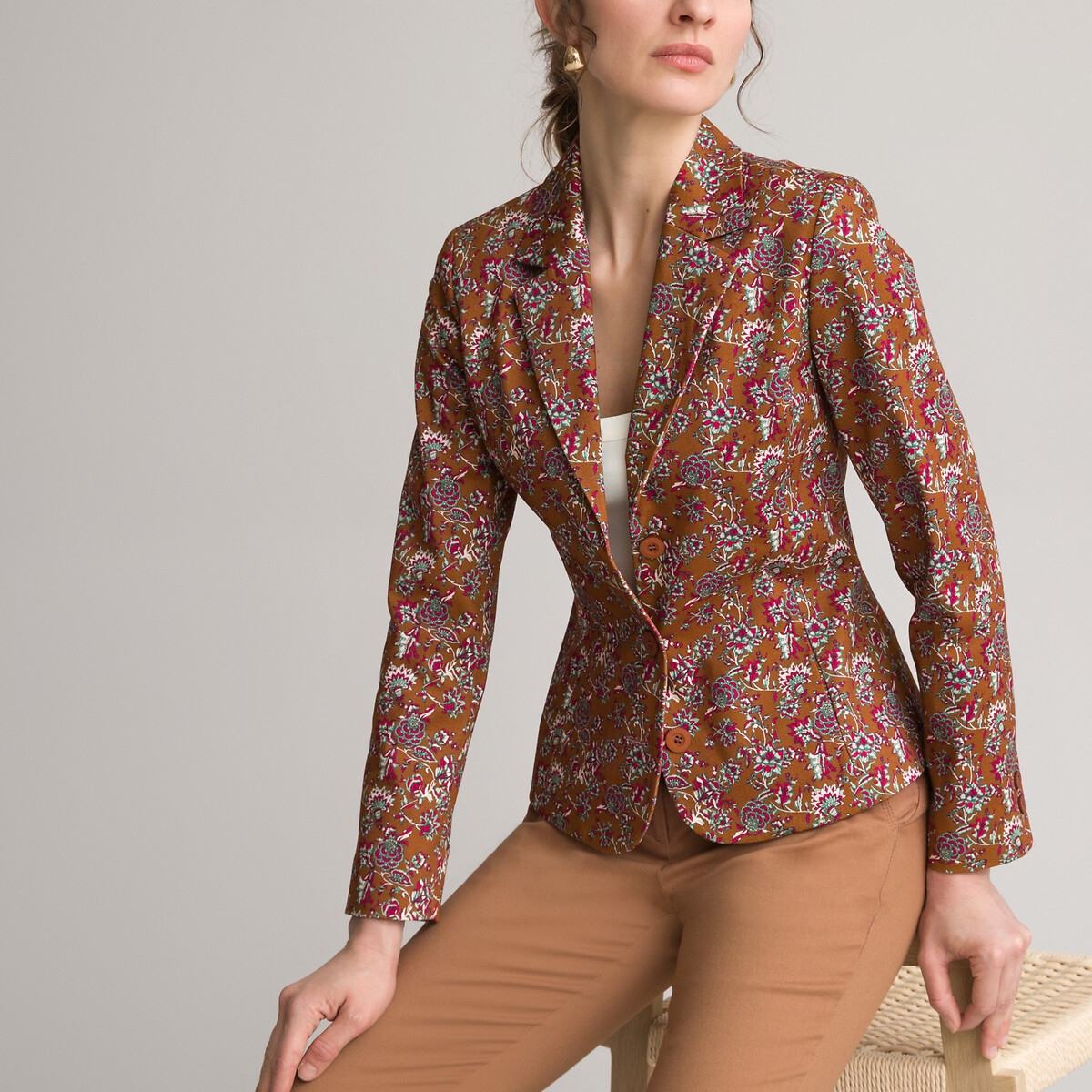 Photograph of Anne Weyburn Floral Cotton Fitted Jacket