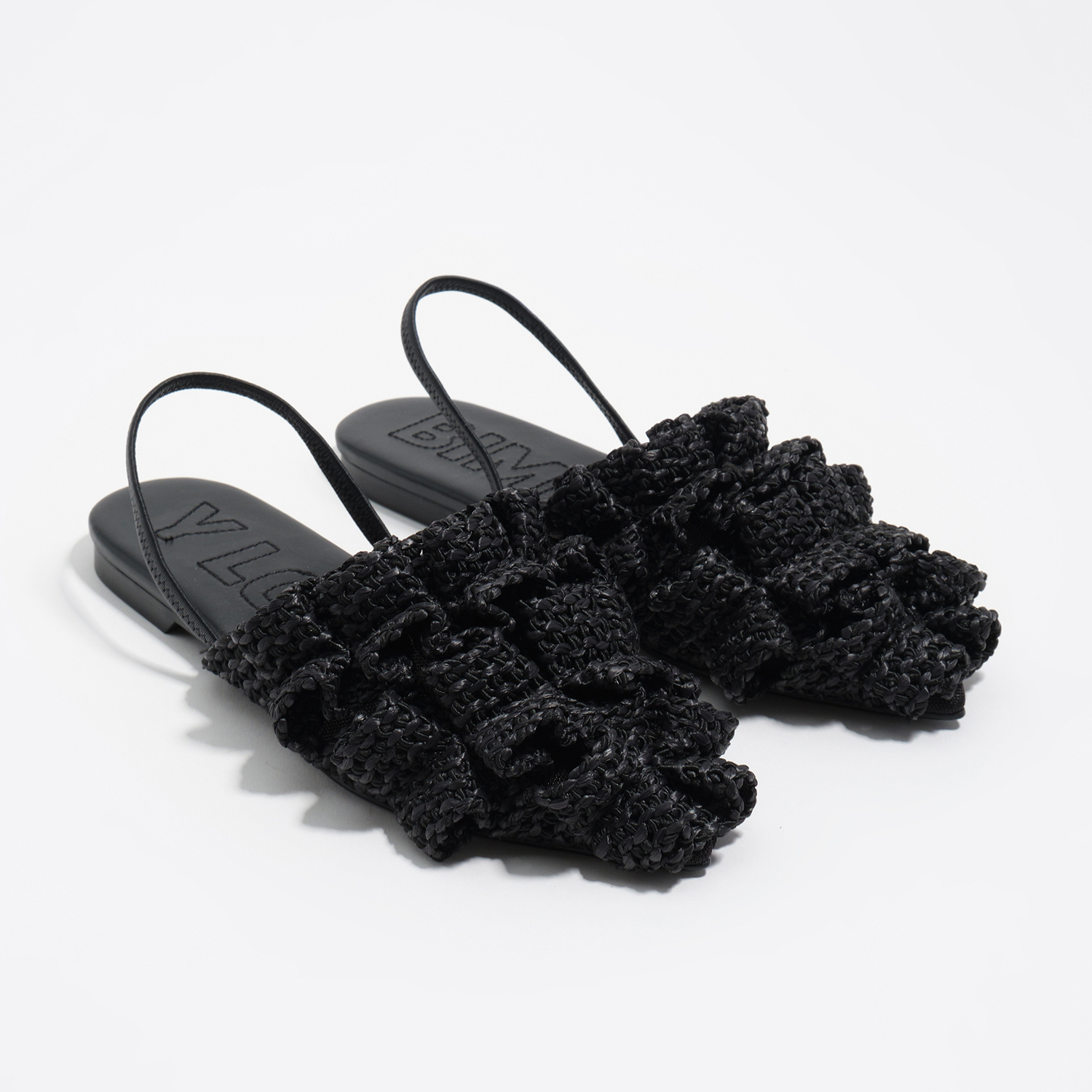 BIMBA Y LOLA Black raffia pointed slingback ballerina
