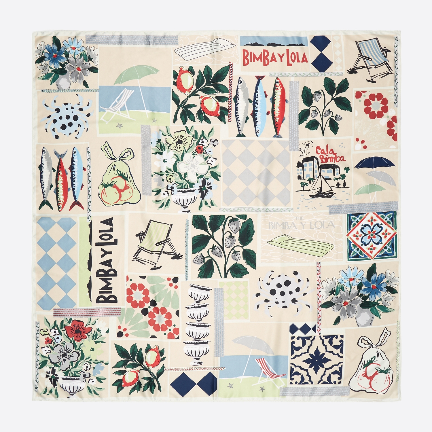 BIMBA Y LOLA Light gray mosaic scarf