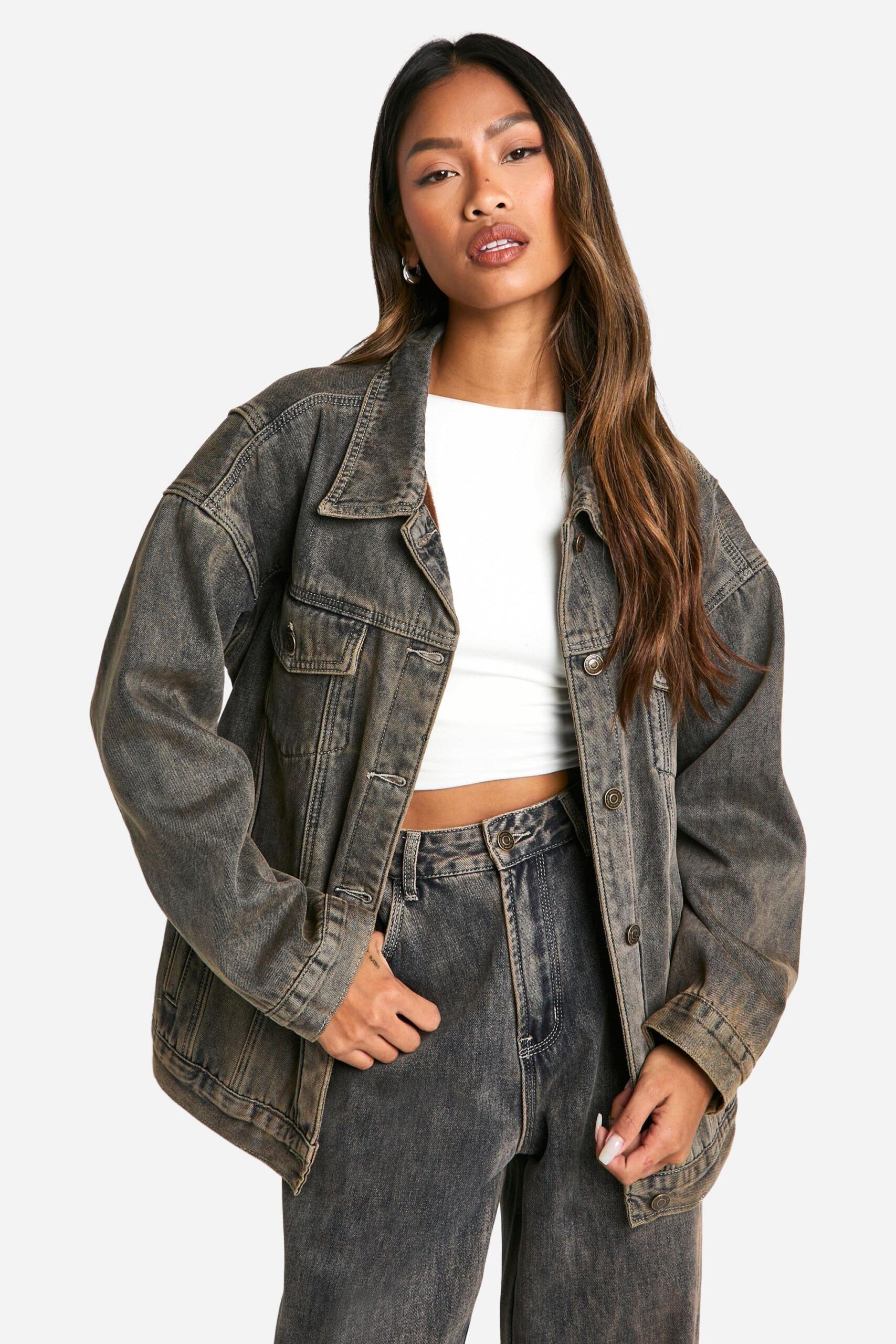 Boohoo Womens Fleece Lined Denim Jacket Rather Saucy