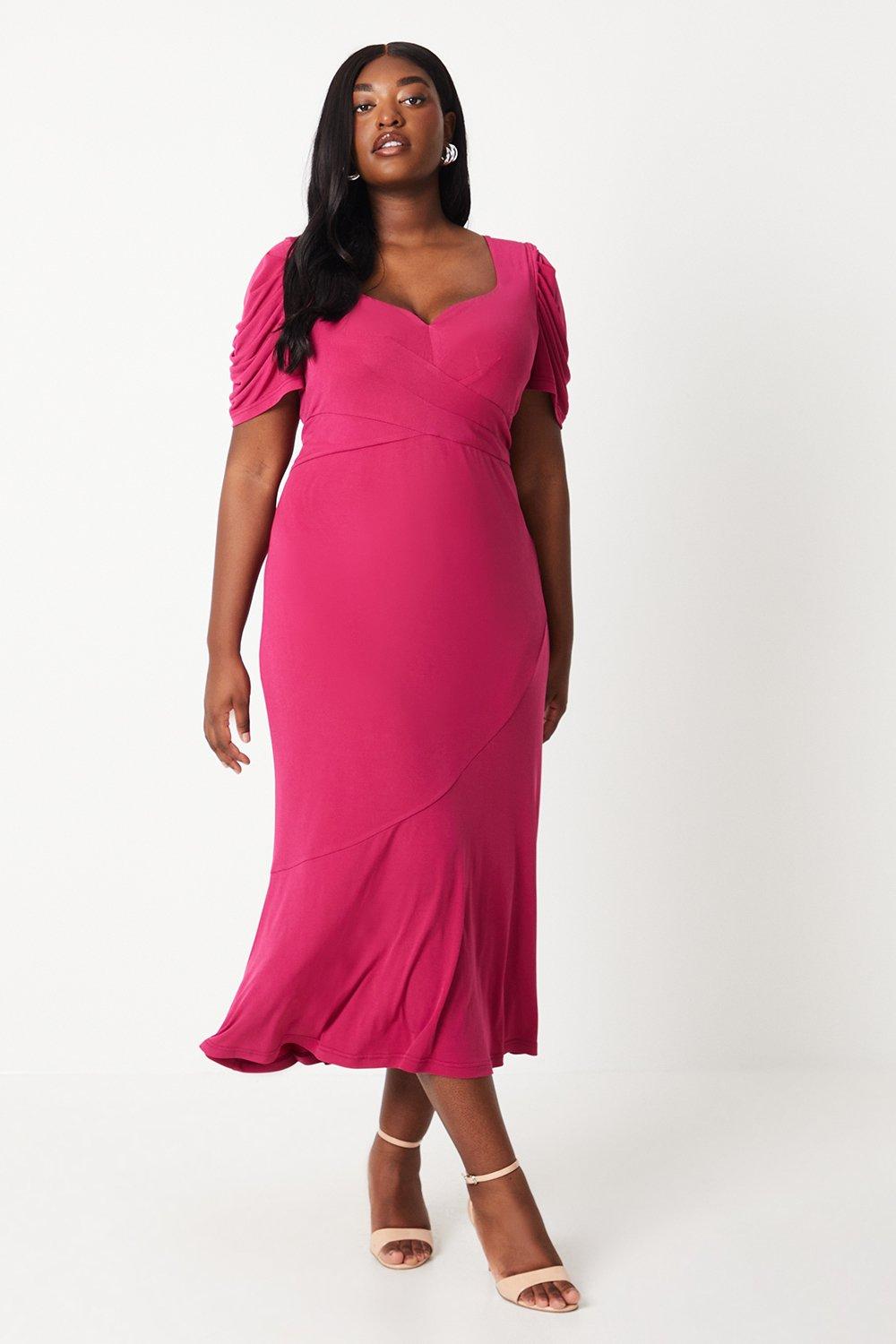 Photograph of Dorothy Perkins Womens Plus Sweetheart Neck Twist Front Midi Pencil Dress
