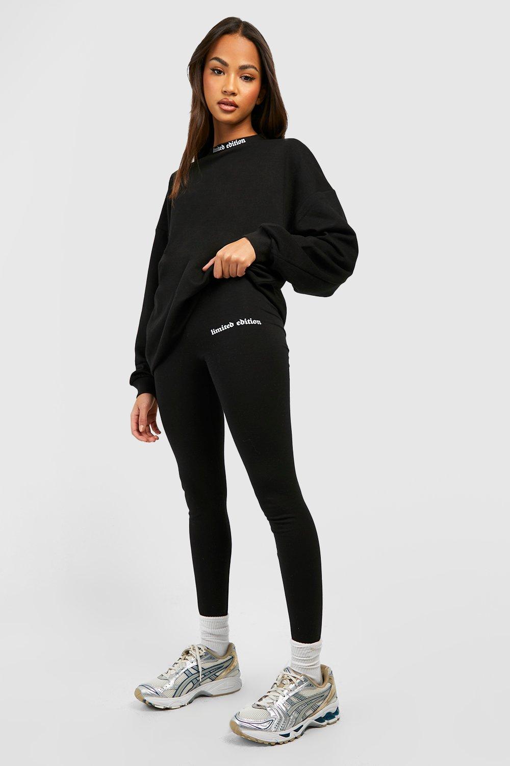 Boohoo Womens Gothic Printed Slogan Oversized Jumper And Legging Set Rather Saucy
