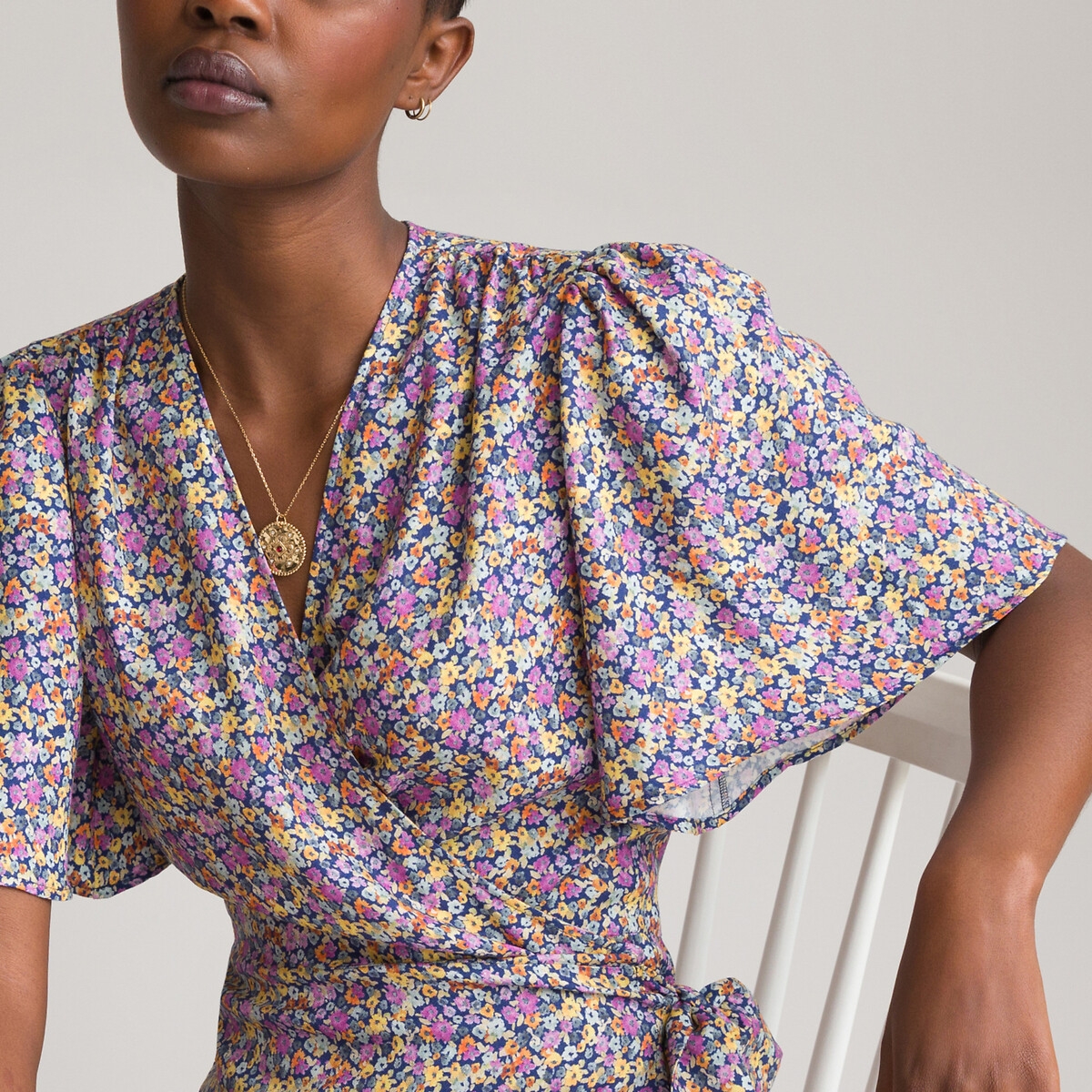 Photograph of La Redoute Collections Floral Wrapover Midi Dress, Made in Europe